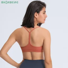 Bras Shinbene Classic Naked Feel Push Up Athletic Fitness Sports Bras Topps Women Bare Antisweat vadderat träningsgym Yoga Brassiere