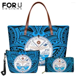 Bag Forudessigns Frauen 2024 Hawaiianer polynesischer Stamm und Flagge Druck Luxus weibliche Arbeit Handtasche Schulter PU Leder Geldbeutel