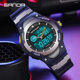 Wristwatches Sanda Brand Men يشاهد الرياضة العسكرية العسكرية الرقمية الساقية الذكور على مدار الساعة Relogio Masculino Erkek Kol Saati 3117