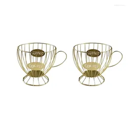 Organizzazione di stoccaggio della cucina 2x cestino caffè tazza di baccello Organizzatore Accessori Gold Dropse Delivery Home Garden Dh2cw