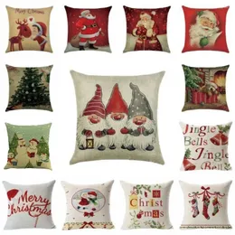 Pillow Case Christmas Santa Cotton Linen Sofa Car Throw Cushion Cover Home Decor Pillowcase For Bed Single Covers