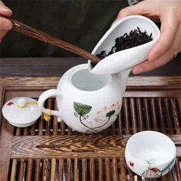 Chá de chá colher cerâmica colher branca porcelana colher retrô castão de bandeja de celadon acessórios definidos