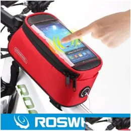 Panniers Bags Roswheel 42Quot 48Quot 55Quot Inch Waterproof Black Cycling Bike Bicycle Front Phone Bag Case Holder Zip Pouch For Phone Ot2Lb