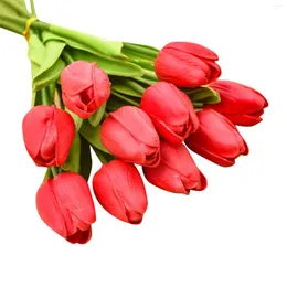 Dekoratif Çiçekler 1 PCS Yapay Gerçek Touch Pu Lale Düğün Partisi Dekor Malzemeleri Ev Bahçe Süsleme Gife için Sahte Çiçek Buket