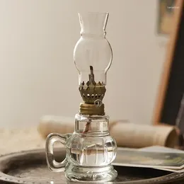 Titulares de vela Lâmpada decorativa de óleo de vidro da câmara de vidro para iluminação de decoração para uso interno com querosene ou parafina lanterna