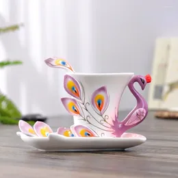 Muggar keramik påfågel kaffe mugg söt och olika koppar par present kopp för te personliga gåvor drinkware keramik