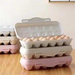 NOWOŚĆ 15 GRID Egg Egg Box Pudełka na jajka z pokrywką do szuflady Karton PP Pp Przypadki lodówki Przedział do przechowywania Rałka Jajka Wsparcie dla lodówki do lodówki