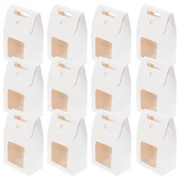 Take Out Containers 12 Pcs Single Window Gift Bag Paper Bags For Sweets Bakery White Card Cupcake Package With