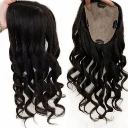 TOPPERS DONNE WAVY Topper Clip nella base superiore in seta 15x16 cm Virgin Human Hair topper per capelli traspirato per capelli