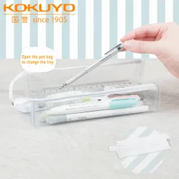 Väskor Nya Japan Kokuyo Högt utseende Vattentät transparent PVC Pencil Bag Split stor kapacitet Multifunktionell kreativ förvaringsväska