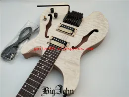 Gitarre kostenlos Versand Headless E -Gitarre Unsgeflammte Maple Top Mahagony Body Diy Gitarrenkits S187