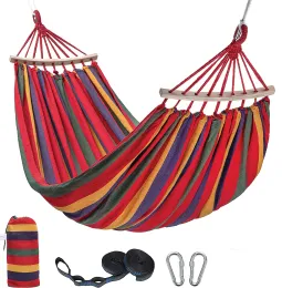 Möbler hängmatta för utomhus camping trädgård gård uteplats bärbar hängmattor duk rand hängande säng hängmatta dubbla ensamstående sväng