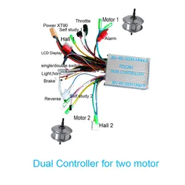 Controlador de Motor de Doble Accionamiento, DOS Controladores de Velocidad Sin Escobillas, 36 V, 48 V, 60 V, 72 V, 500W, 1000W, 1500W, 3000W, 2 Unidades