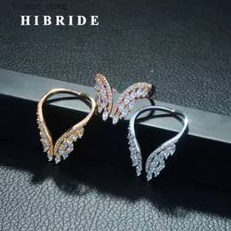 Pierścienie klastra Hibride Nowa modna biżuteria damska ręcznie robiona AAA AAA Cubic Zirconia Butterfly Wing Regulacja Women Pierścień Ślubna Bijourx ​​R-266 L240402