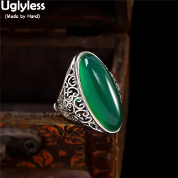 Anéis de anéis exagerados sem fenda para mulheres videiras ocas de pedras preciosas ova