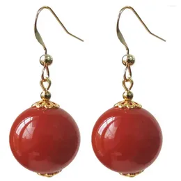 Dangle Earrings Natural 12mm Southern Red Agate 14K Jewelry Party Aquaculture Halloween Hook Giff's Day Holiday Gifts DIY