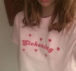 women039s tshirt sickening tumblrファッションかわいいティーシャツカミゼタローザフェミニナホワイトコトゥーンハートグラフィックティートップス7707094