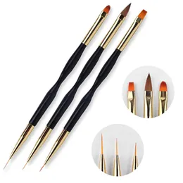 Ny 2024 3st Acrylic French Stripe Nail Art Liner Borste Set 3D Tips Manicing Ultra-Thin Line Drawing Pen UV Gel Borsts Målningsverktyg