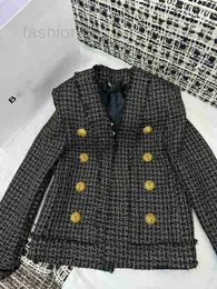 Women's Jackets Designer Autumn and winter new haute couture French style little fragrant lady fashionable V-neck woven tweed jacket SFZQ