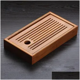 Tea Trays Chinese Traditions Bamboo Tray Solid Board Kung Fu Cup Teapot Crafts Cture Set Preference Drop Delivery Home Garden Kitchen, Dhrb2
