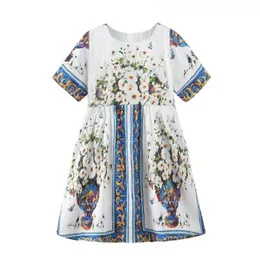 Kids Dress 2024 New Summer Girl's Bohemian Style Dress Printed Fashion Dress Baby & Kids Clothing