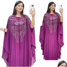 Roupas étnicas 2024 abayas para mulheres dubai luxo chiffon boubou vestido de moda muçulmana caftan party ocns long abaya com entrega de gota otbod