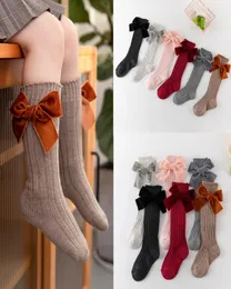 Ins Baby Girls Knee High Socks Kids Toddler Sock Velvet Bow Cotton Mid Sock For Little Girl Stick Tube Socks Z19526385265