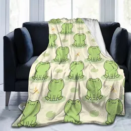 Decken Frosch Tier Flanellwurf Wurf Deckensofa Couch Bett Camping für Mädchen Jungen grün weich gemütlich warme Geschenke Liebhaber Erwachsene