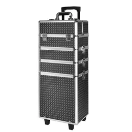 Professioneller Trolley-Kosmetikkoffer Schwarzes Make-up-Make-up-Maniküre Tattoo Stickerei Friseur Hadern Beauty Multi-Layer Toolbox Großhandel Großhandel