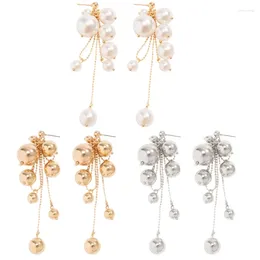 Dangle Earrings Imitation Pearl Wedding Drop Tassels 634d