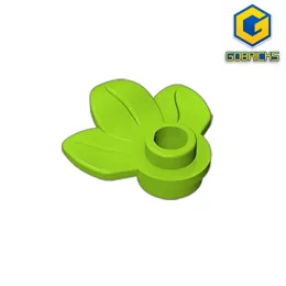 MOC DIY GDS-1576 Plant Plate, Round 1 x 1 with 3 Leaves compatible 32607 pieces of children's toys