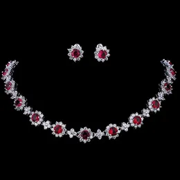 EMMAYA Luxury Cubic Zircon Crystal Crystal Bridal Set Orecchini di collana per donne Festa di nozze 240401