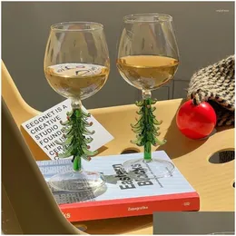 와인 잔 크리스마스 트리 피겨 내부 머그잔 개인 유리 컵 파티-밴켓을위한 맞춤형 유리 컵 87ha 배달 홈 정원 주방 DHGCP