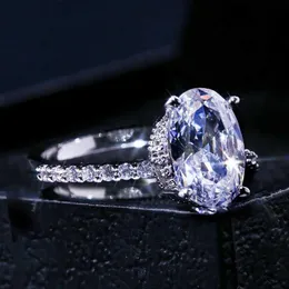 2pcs Alyans Huitan Oval Parmak Band Gazleyen Brilliant Cz Stone Dört Prong Ayar Klasik Evlilik Yıldönümü Hediyesi Karısı Kız Arkadaşı