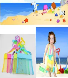 5Color Whole Blanks Crianças Mesh Shell Beach Bag Bag Kids Beach Toys Receba caixas de sandagem de malha de bolsa fora9432507