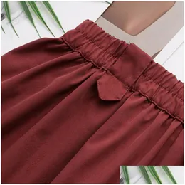 Womens Plus Size T-Shirt Women Skirts Oversized Curve Clothes Loose High Waist A-Line Solid Color Mid Calf Bot Summer 2023 J456 Drop D Dhz8I