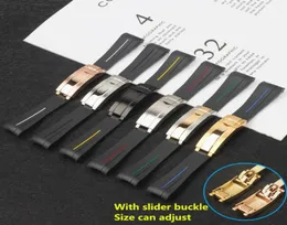 Watch Bands 20mm Black Curved End Silicone Rubber Watchband For Role Strap Submarine GMT Bracelet Glidelock Clasp Short Version7936218