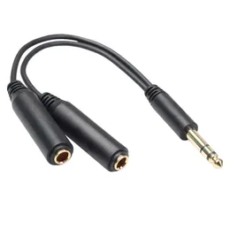 6,35 mm samca do 2 6,35 mm żeński kabel adaptera 1/4 6,35 mm wtyczka do podwójnego 6,35 mm Jack y Rozdzielacz stereo sznur audio