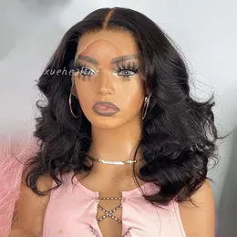 Body Wave Short Bob Transparent Lace Front Human Hair Wig for Women PrePlucked Natural Color Remy Indian Hair Lace Frontal Wig on Sale