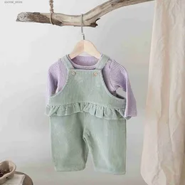 Rompers 2024 Spring New Baby Sleeveless Corduroy Gener Solido neonato da ragazzo neonato Girl Girl Girls Casual Gurrals Abiti per bambini L240402