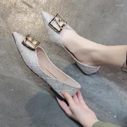 Повседневная обувь с острым носком, весна 2024 г., южнокорейская студенческая обувь на плоской подошве, модная большая женская обувь четырех сезонов, размеры 33–46