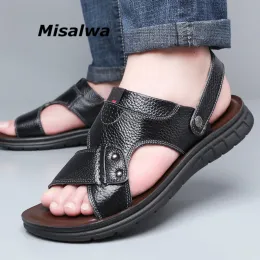 Sandalen Misalwa echte Leder Männer Sandalen extra Plus Size 3850 Herren Sommerschuhe bequeme Männer Schuhe Dropshipping Dropshipping