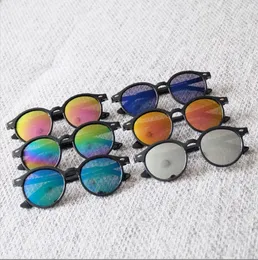 어린이 선글라스 화려한 반사 거울 핫 판매 소년 소녀 어린이 클래식 레트로 귀여운 태양 안경 라운드 안경 UV400