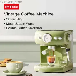 Kahve Yapıcıları Petrus Espresso Makinesi Retro Kahve Makinesi 19 Latte Espresso Y240403 için kullanılan buhar çubuğu ile