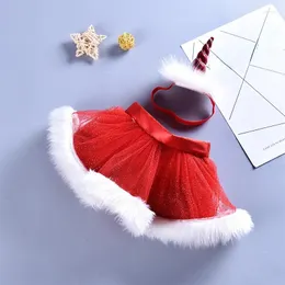 Party -Dekoration Baby Mädchen Red Ballet Rock Mesh Plüschfeder Rand Tutu Kinder Geschenk Navidad Weihnachten