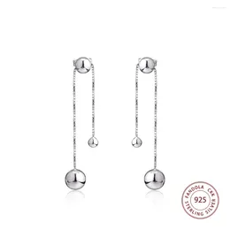 Dingle örhängen äkta 925 sterling silver sträng av pärlor som hänger för kvinnor bröllop öronningar original smycken bijoux femme