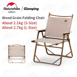 Möbler NatureHike 2023MW02 Folding Camping Chain Wood Grain Fishing Chair 600D Nylon Wearresisting Outdoor Travel Leisure Chair Chair