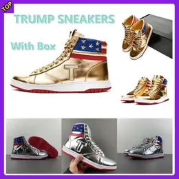 2024 New Trump Sneakers Casual Shoes The Never Surrender High-Tops Donald Trump Gold Patente Patente Custom Men personalizado Sneaker Comfort Sport Sport Trendy Lace-up Outdoor