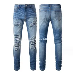 Herren Jeans 2024 Streetstyle Jeans getragene Lochjeans Patch Bettler Jeans Männer Flare Jeans Flare Jeans Männer Flare Jeans ausgeweicht
