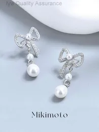 pearl earring Designer Mikimoto earring Mikimoto Wooden Bow Pearl Earrings S925 Silver Akoya 2023 New Premium Earrings